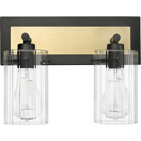 Gasol 2 Light 13 inch Matte Black/Vintage Brass Vanity Light Wall Light